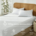 2 Piece Hotel Bamboo Cooling Fitted Sheet Set & Pillowcase -Ultra Soft 2000TC Breathable Fitted Bed Sheets Set with 37 Centimetre Deep Pocket-Cooling Sheets for Hot Sleepers(White,King Single)