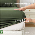 2 Piece Hotel Bamboo Cooling Fitted Sheet Set & Pillowcase -Ultra Soft 2000TC Breathable Fitted Bed Sheets Set with 37 Centimetre Deep Pocket-Cooling Sheets for Hot Sleepers(Olive green,King Single)