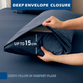 3 Piece Hotel Bamboo Cooling Sheet Set -Ultra Soft 2000TC Breathable Bed Sheets Set with 37 Centimetre Deep Pocket-Cooling Sheets for Hot Sleepers(Navy,King Single)