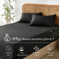 3 Piece Hotel Bamboo Cooling Fitted Sheet Set & Pillowcase -Ultra Soft 2000TC Breathable Fitted Bed Sheets Set with 37 Centimetre Deep Pocket-Cooling Sheets for Hot Sleepers(Black,Queen)