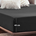 2000TC Hotel Quality Fitted Sheets - 2 Piece Fitted Sheets  -Breathable Bedding - Wrinkle, Fade, Stain Resistant- 16inch/40cm Deep Pocket Fitted Bed Sheets-Wrinkle and Fade Resistant,(Black,Double)