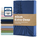 2000TC Hotel Quality Fitted Sheets - 2 Piece Fitted Sheets  -Breathable Bedding - Wrinkle, Fade, Stain Resistant- 16inch/40cm Deep Pocket Fitted Bed Sheets-Wrinkle and Fade Resistant,(Royal blue,Double)