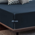 2000TC Hotel Quality Fitted Sheets - 2 Piece Fitted Sheets  -Breathable Bedding - Wrinkle, Fade, Stain Resistant- 16inch/40cm Deep Pocket Fitted Bed Sheets-Wrinkle and Fade Resistant,(Navy,King)