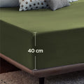 2000TC Hotel Quality Fitted Sheets - 2 Piece Fitted Sheets  -Breathable Bedding - Wrinkle, Fade, Stain Resistant- 16inch/40cm Deep Pocket Fitted Bed Sheets-Wrinkle and Fade Resistant,(Olive green,Queen)