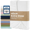 2000TC Hotel Quality Fitted Sheets - 2 Piece Fitted Sheets  -Breathable Bedding - Wrinkle, Fade, Stain Resistant- 16inch/40cm Deep Pocket Fitted Bed Sheets-Wrinkle and Fade Resistant,(White,Single)
