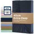 2000TC Hotel Quality Fitted Sheets - 2 Piece Fitted Sheets  -Breathable Bedding - Wrinkle, Fade, Stain Resistant- 16inch/40cm Deep Pocket Fitted Bed Sheets-Wrinkle and Fade Resistant,(Navy,Super King)