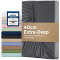 2000TC Hotel Quality Fitted Sheets - 2 Piece Fitted Sheets  -Breathable Bedding - Wrinkle, Fade, Stain Resistant- 16inch/40cm Deep Pocket Fitted Bed Sheets-Wrinkle and Fade Resistant,(Dark gray,Super King)