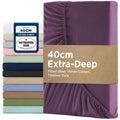 2000TC Hotel Quality Fitted Sheets - 2 Piece Fitted Sheets  -Breathable Bedding - Wrinkle, Fade, Stain Resistant- 16inch/40cm Deep Pocket Fitted Bed Sheets-Wrinkle and Fade Resistant,(Purple,Super King)