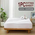 100% Cotton Fitted Sheet - Super Soft 40cm Deep Pocket Bottom Sheets - White Elastic Sheet（King,White)