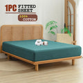 100% Cotton Fitted Sheet - Super Soft 40cm Deep Pocket Bottom Sheets - White Elastic Sheet（King,Biscay blue)
