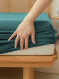 100% Cotton Fitted Sheet - Super Soft 40cm Deep Pocket Bottom Sheets - White Elastic Sheet（King,Biscay blue)