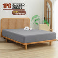 100% Cotton Fitted Sheet - Super Soft 40cm Deep Pocket Bottom Sheets - White Elastic Sheet（King Single,Grey)