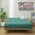 100% Cotton Fitted Sheet - Super Soft 40cm Deep Pocket Bottom Sheets - White Elastic Sheet（King Single,Biscay blue)