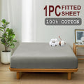 100% Cotton Fitted Sheet - Super Soft 40cm Deep Pocket Bottom Sheets - White Elastic Sheet（Queen,Grey)