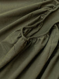 100% Cotton Fitted Sheet - Super Soft 40cm Deep Pocket Bottom Sheets - White Elastic Sheet（Queen,Olive green)