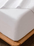 100% Cotton Fitted Sheet - Super Soft 40cm Deep Pocket Bottom Sheets - White Elastic Sheet（Single,White)