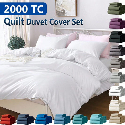 Hotel Soft Microfiber Duvet Cover Set-2000TC Quilt Cover Set & Pillowcases -1 Donna Cover Zipper Closure & 1 x Pillowcases-Breathable Bedding - Wrinkle, Fade, Stain Resistant(Raw white,Double)