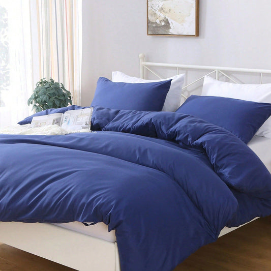 Hotel Soft Microfiber Duvet Cover Set-2000TC Quilt Cover Set & Pillowcases -1 Donna Cover Zipper Closure & 1 x Pillowcases-Breathable Bedding - Wrinkle, Fade, Stain Resistant(Royal blue,Double)