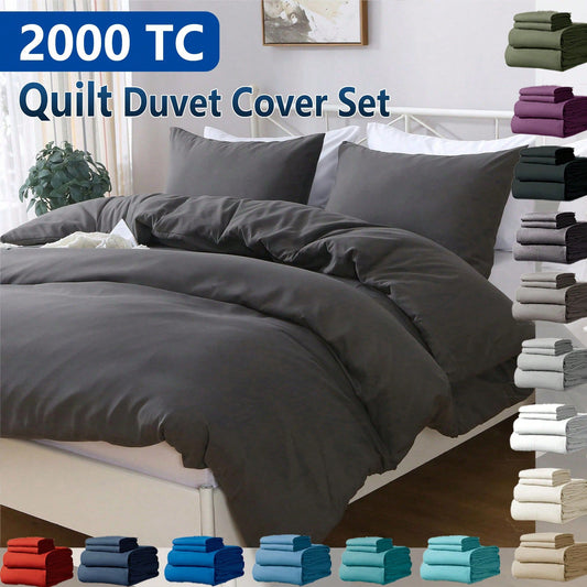Hotel Soft Microfiber Duvet Cover Set-2000TC Quilt Cover Set & Pillowcases -1 Donna Cover Zipper Closure & 1 x Pillowcases-Breathable Bedding - Wrinkle, Fade, Stain Resistant(Dark gray,Double)