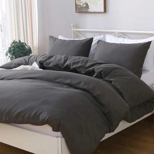 Hotel Soft Microfiber Duvet Cover Set-2000TC Quilt Cover Set & Pillowcases -1 Donna Cover Zipper Closure & 1 x Pillowcases-Breathable Bedding - Wrinkle, Fade, Stain Resistant(Dark gray,Double)