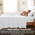 Hotel Soft Bed Sheet Set- Bedding Sheets & Pillowcases -Breathable Bedding - Wrinkle, Fade, Stain Resistant-Deep Pocket Flat Fitted Bed Sheet Set(Raw white,Double)