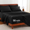 Hotel Soft Bed Sheet Set- Bedding Sheets & Pillowcases -Breathable Bedding - Wrinkle, Fade, Stain Resistant-Deep Pocket Flat Fitted Bed Sheet Set(Black,Double)