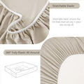 Hotel Soft Bed Sheet Set- Bedding Sheets & Pillowcases -Breathable Bedding - Wrinkle, Fade, Stain Resistant-Deep Pocket Flat Fitted Bed Sheet Set(Cream White,Double)