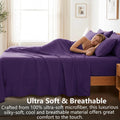Hotel Soft Bed Sheet Set- Bedding Sheets & Pillowcases -Breathable Bedding - Wrinkle, Fade, Stain Resistant-Deep Pocket Flat Fitted Bed Sheet Set(Purple,Double)