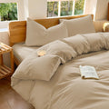 Hotel Soft Microfiber Duvet Cover Set-2000TC Quilt Cover Set & Pillowcases -1 Donna Cover Zipper Closure & 1 x Pillowcases-Breathable Bedding - Wrinkle, Fade, Stain Resistant(Camel Beige,King)