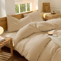 Hotel Soft Microfiber Duvet Cover Set-2000TC Quilt Cover Set & Pillowcases -1 Donna Cover Zipper Closure & 1 x Pillowcases-Breathable Bedding - Wrinkle, Fade, Stain Resistant(Camel Beige,King)