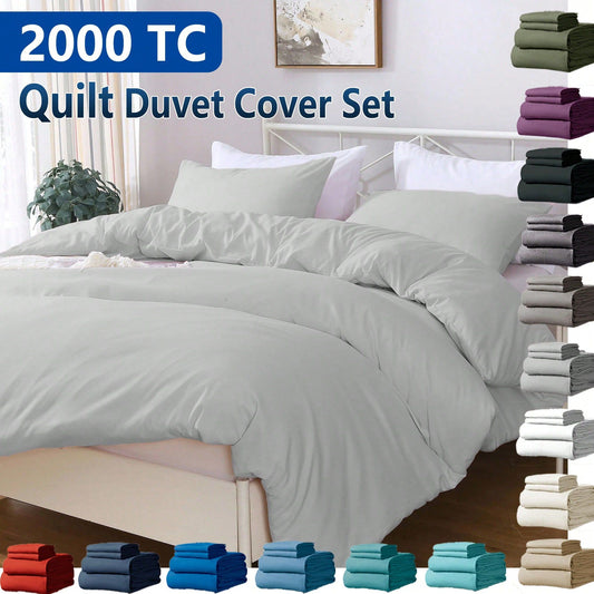 Hotel Soft Microfiber Duvet Cover Set-2000TC Quilt Cover Set & Pillowcases -1 Donna Cover Zipper Closure & 1 x Pillowcases-Breathable Bedding - Wrinkle, Fade, Stain Resistant(Silver-gray,King)