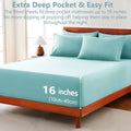 Hotel Soft Bed Sheet Set- Bedding Sheets & Pillowcases -Breathable Bedding - Wrinkle, Fade, Stain Resistant-Deep Pocket Flat Fitted Bed Sheet Set(Ice Blue,King)