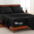Hotel Soft Bed Sheet Set- Bedding Sheets & Pillowcases -Breathable Bedding - Wrinkle, Fade, Stain Resistant-Deep Pocket Flat Fitted Bed Sheet Set(Black,King)