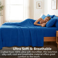 Hotel Soft Bed Sheet Set- Bedding Sheets & Pillowcases -Breathable Bedding - Wrinkle, Fade, Stain Resistant-Deep Pocket Flat Fitted Bed Sheet Set(Royal blue,King)
