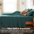 Hotel Soft Bed Sheet Set- Bedding Sheets & Pillowcases -Breathable Bedding - Wrinkle, Fade, Stain Resistant-Deep Pocket Flat Fitted Bed Sheet Set(Biscay blue,King)
