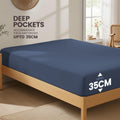 Hotel Quality Fitted Sheet - 1 Piece Fitted Sheet  -Breathable Bedding - Wrinkle, Fade, Stain Resistant- 16inch/40cm Deep Pocket Fitted Bed Sheet-Wrinkle and Fade Resistant,(Navy,King)