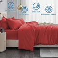 Hotel Soft Microfiber Duvet Cover Set-2000TC Quilt Cover Set & Pillowcases -1 Donna Cover Zipper Closure & 1 x Pillowcases-Breathable Bedding - Wrinkle, Fade, Stain Resistant(Red,King Single)