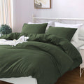 Hotel Soft Microfiber Duvet Cover Set-2000TC Quilt Cover Set & Pillowcases -1 Donna Cover Zipper Closure & 1 x Pillowcases-Breathable Bedding - Wrinkle, Fade, Stain Resistant(Olive green,King Single)