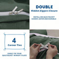 Hotel Soft Microfiber Duvet Cover Set-2000TC Quilt Cover Set & Pillowcases -1 Donna Cover Zipper Closure & 1 x Pillowcases-Breathable Bedding - Wrinkle, Fade, Stain Resistant(Olive green,King Single)