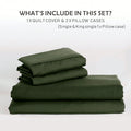Hotel Soft Microfiber Duvet Cover Set-2000TC Quilt Cover Set & Pillowcases -1 Donna Cover Zipper Closure & 1 x Pillowcases-Breathable Bedding - Wrinkle, Fade, Stain Resistant(Olive green,King Single)
