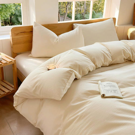 Hotel Soft Microfiber Duvet Cover Set-2000TC Quilt Cover Set & Pillowcases -1 Donna Cover Zipper Closure & 1 x Pillowcases-Breathable Bedding - Wrinkle, Fade, Stain Resistant(Cream White,King Single)