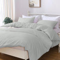 Hotel Soft Microfiber Duvet Cover Set-2000TC Quilt Cover Set & Pillowcases -1 Donna Cover Zipper Closure & 1 x Pillowcases-Breathable Bedding - Wrinkle, Fade, Stain Resistant(Silver-gray,King Single)