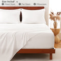 Hotel Soft Bed Sheet Set- Bedding Sheets & Pillowcases -Breathable Bedding - Wrinkle, Fade, Stain Resistant-Deep Pocket Flat Fitted Bed Sheet Set(White,King Single)