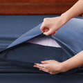Hotel Soft Bed Sheet Set- Bedding Sheets & Pillowcases -Breathable Bedding - Wrinkle, Fade, Stain Resistant-Deep Pocket Flat Fitted Bed Sheet Set(Navy,King Single)