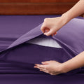 Hotel Soft Bed Sheet Set- Bedding Sheets & Pillowcases -Breathable Bedding - Wrinkle, Fade, Stain Resistant-Deep Pocket Flat Fitted Bed Sheet Set(Purple,King Single)