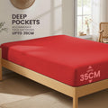 Hotel Quality Fitted Sheet - 1 Piece Fitted Sheet  -Breathable Bedding - Wrinkle, Fade, Stain Resistant- 16inch/40cm Deep Pocket Fitted Bed Sheet-Wrinkle and Fade Resistant,(Red,King Single)