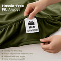 Hotel Quality Fitted Sheet - 1 Piece Fitted Sheet  -Breathable Bedding - Wrinkle, Fade, Stain Resistant- 16inch/40cm Deep Pocket Fitted Bed Sheet-Wrinkle and Fade Resistant,(Olive green,King Single)