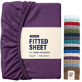 Hotel Quality Fitted Sheet - 1 Piece Fitted Sheet  -Breathable Bedding - Wrinkle, Fade, Stain Resistant- 16inch/40cm Deep Pocket Fitted Bed Sheet-Wrinkle and Fade Resistant,(Purple,King Single)