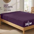 Hotel Quality Fitted Sheet - 1 Piece Fitted Sheet  -Breathable Bedding - Wrinkle, Fade, Stain Resistant- 16inch/40cm Deep Pocket Fitted Bed Sheet-Wrinkle and Fade Resistant,(Purple,King Single)