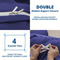 Hotel Soft Microfiber Duvet Cover Set-2000TC Quilt Cover Set & Pillowcases -1 Donna Cover Zipper Closure & 1 x Pillowcases-Breathable Bedding - Wrinkle, Fade, Stain Resistant(Royal blue,Queen)